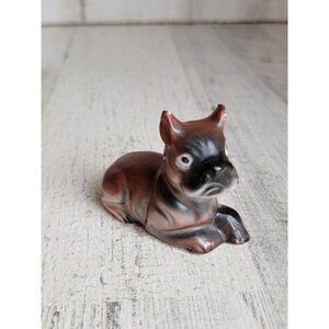 Japan‎ Vintage puppy boxer dog mini ceramic figure xmas